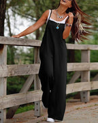 Women's Casual Wide-Leg Jumpsuit with Pockets