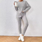 Women's Ribbed Loungewear Set with Wide Cut