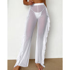 Women's Elegant Beach Pants with Ruffle Details