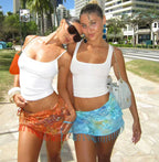 Women's Mini Skirt with Appliqués and Fringe