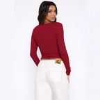 Women's Fitted Long-Sleeve Shirt with Button Placket