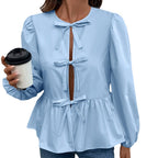 Women's Leopard Print Blouse with Ruffle Details