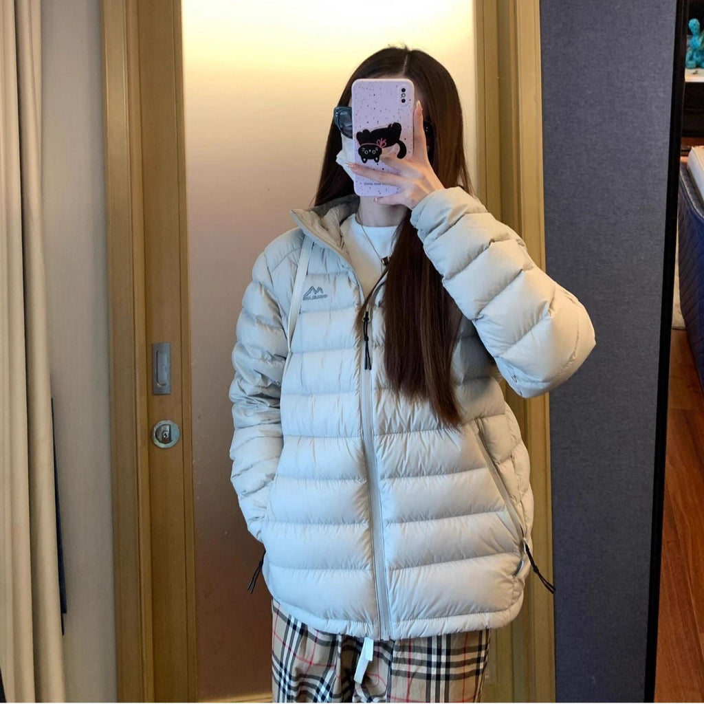 Women's Quilted Winter Jacket with High Collar and Pockets