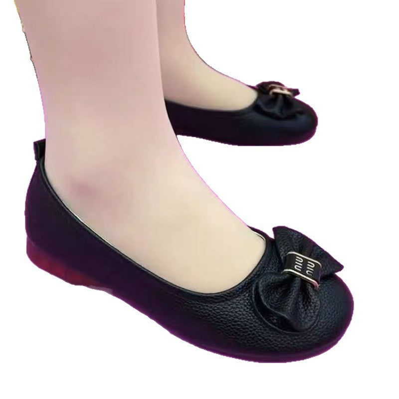 Women's Ballet Flats with Elegant Bow Ornamentation and Comfortable Footbed