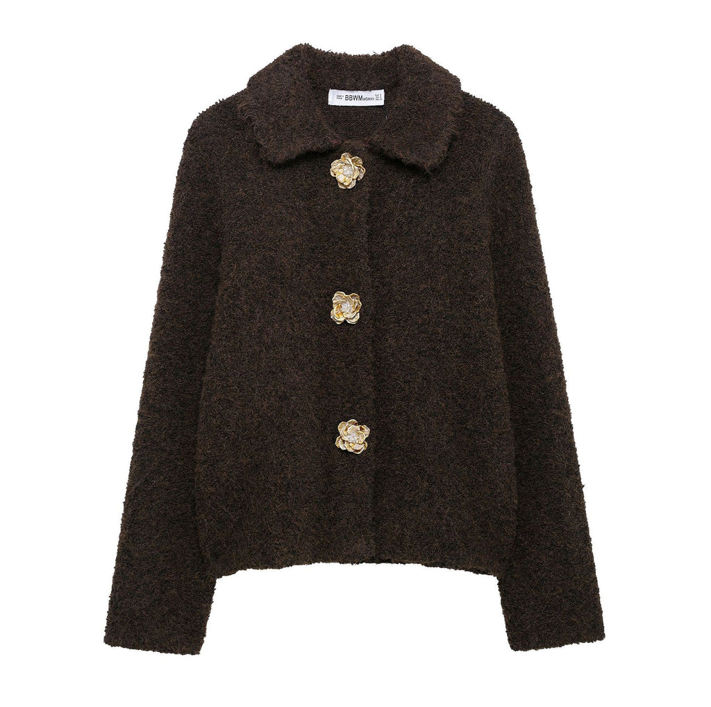 Women's Elegant Cardigan with Decorative Button Details