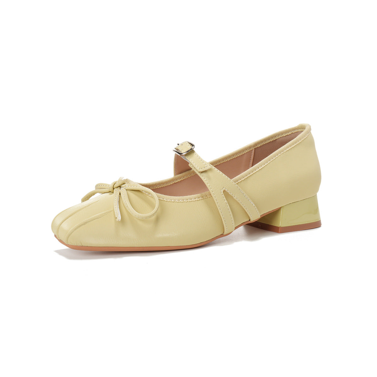 Women's Ballet Flats with Decorative Strap and Comfortable Block Heel