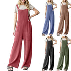 Women's Casual Corduroy Overalls with Pockets and Wide Legs