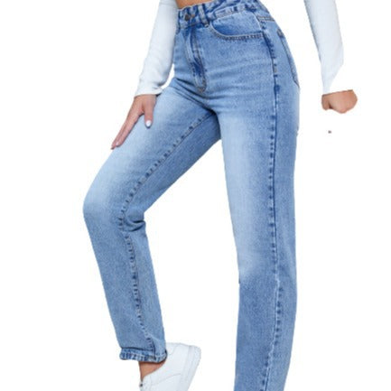 High-Waisted Slim-Fit Jeans