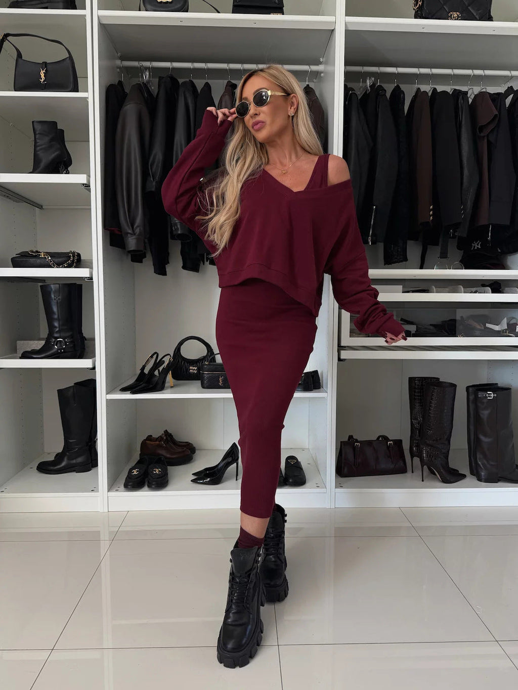 Fashionable Asymmetric Cotton Outfit Set