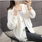 Women's Fluffy Cardigan with Elegant Button Details