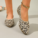 Women's Ballet Flats with Leopard Print and Soft Footbed