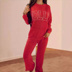 Women's Casual Ribbed Sweat Set with Lettering