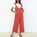 Women's Casual Jumpsuit with Adjustable Straps and Wide Leg
