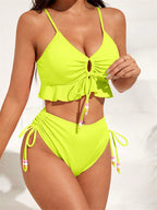 Women's Swimsuit with Ruffle Details and Adjustable Straps