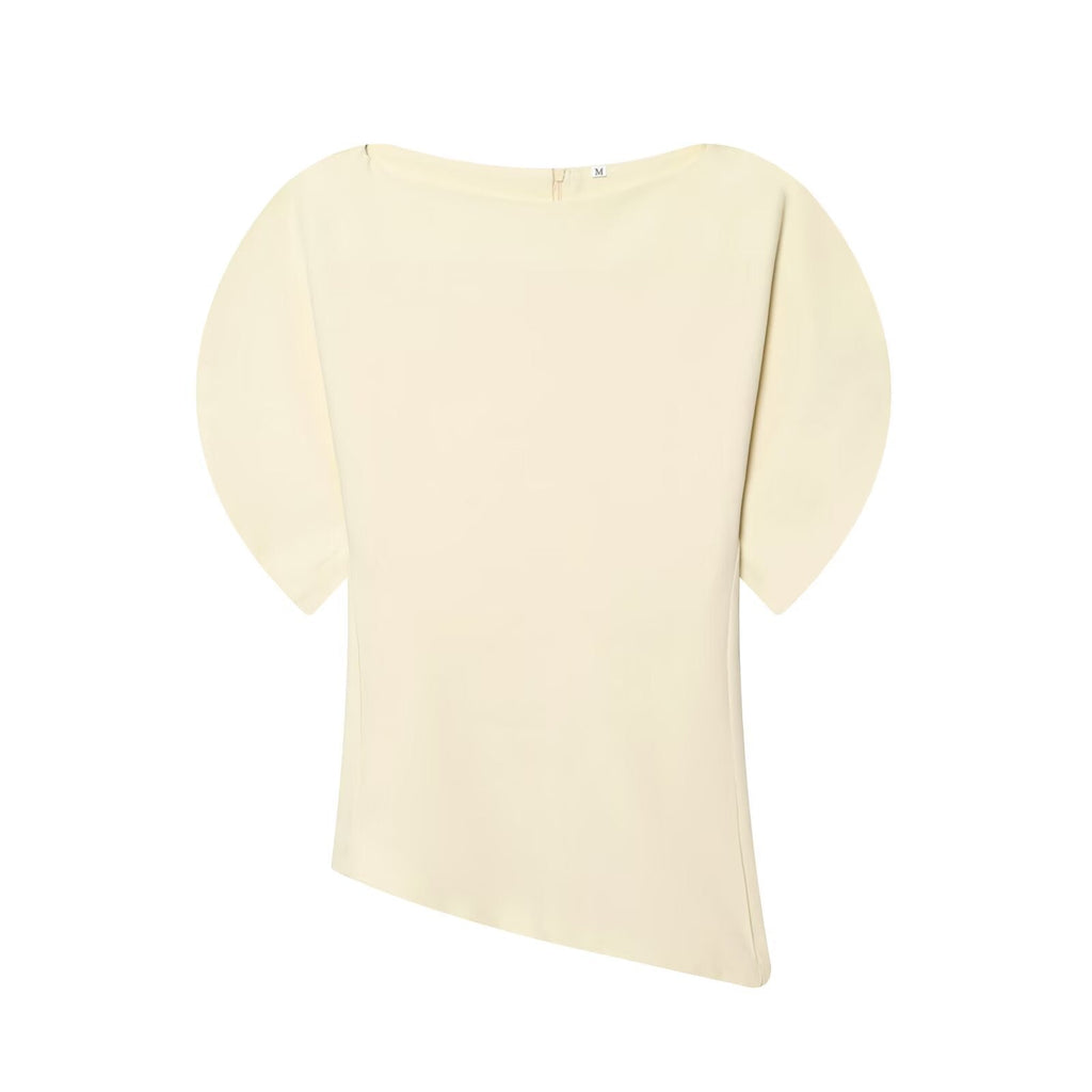 Women's Asymmetrical Top with Ruffle Sleeves
