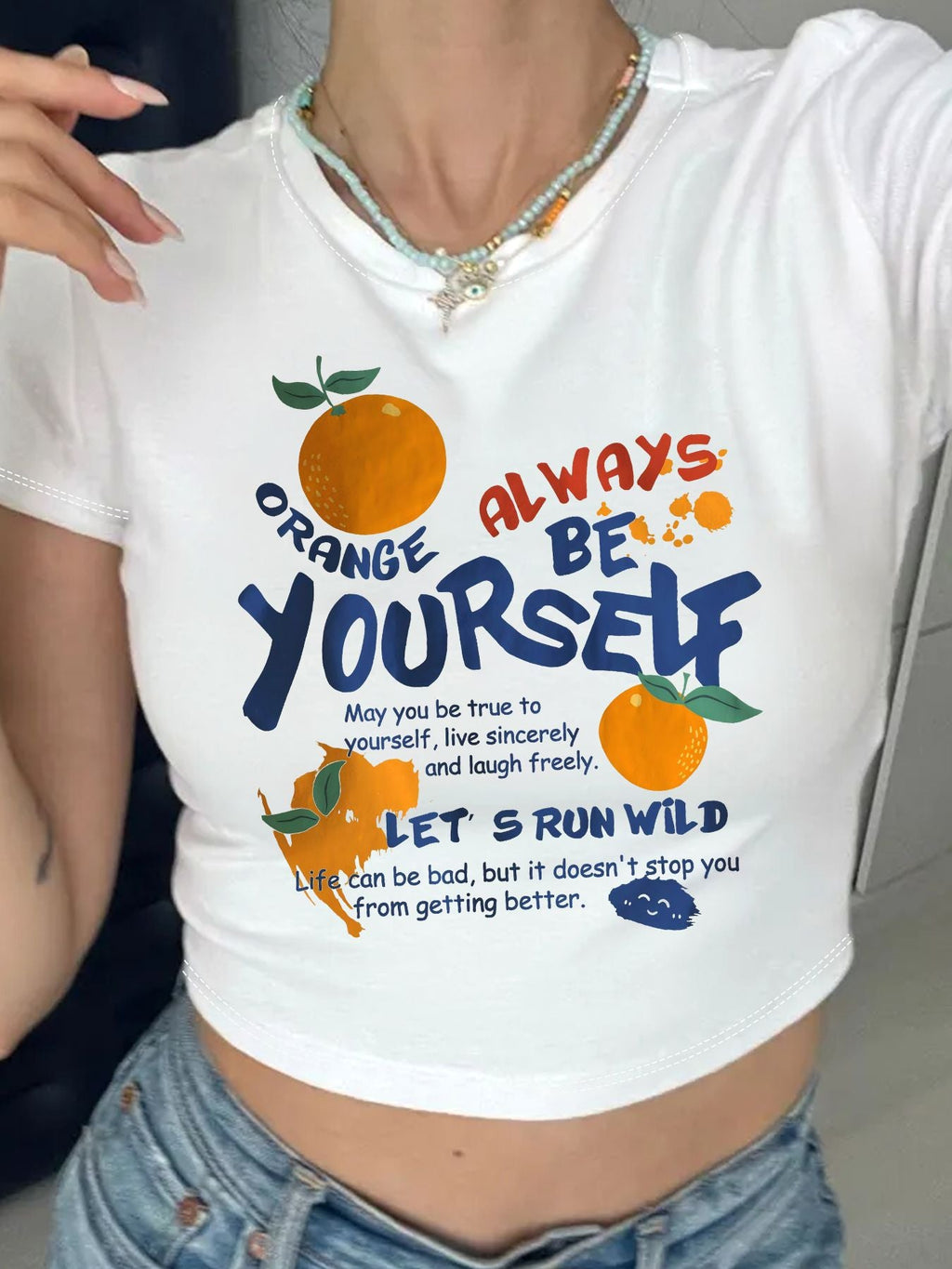 Women's Fruit Motif Crop T-Shirt