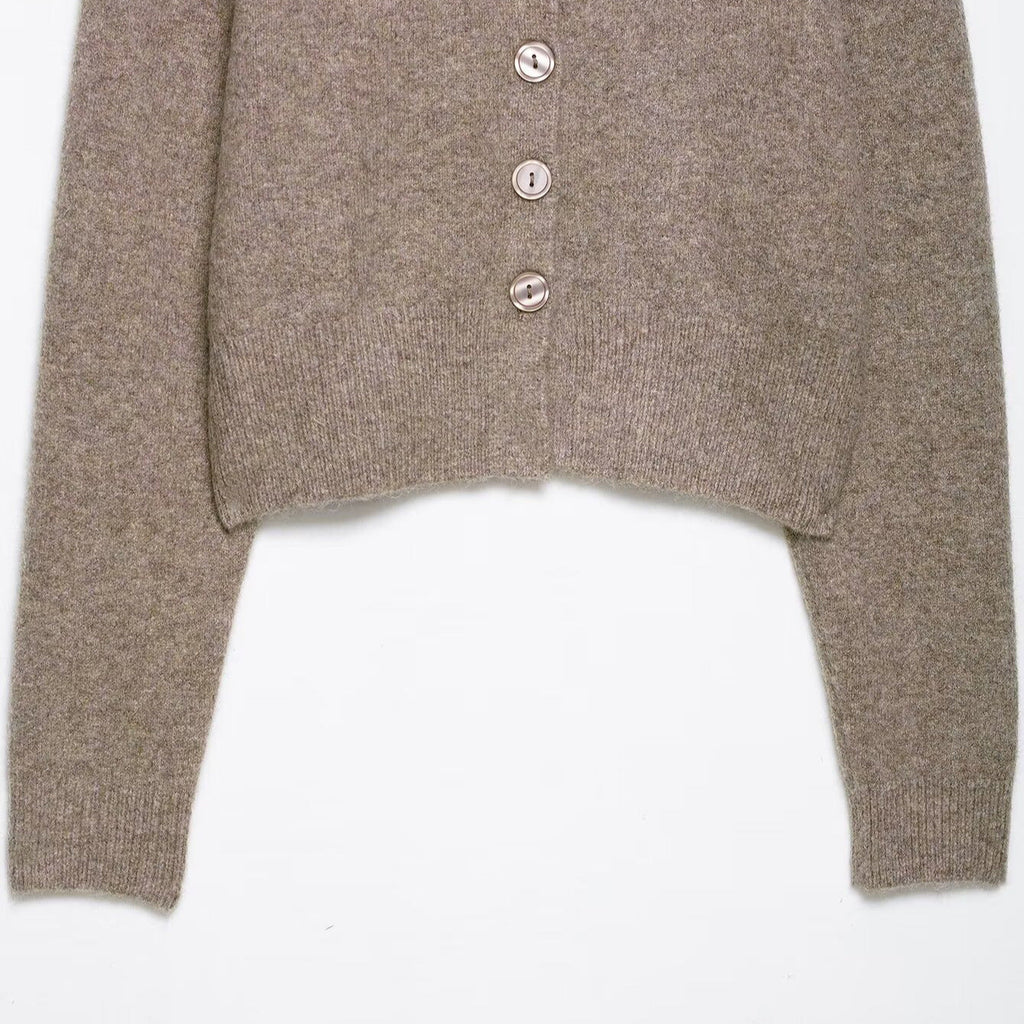 Women's Cropped Knit Cardigan with Button Closure