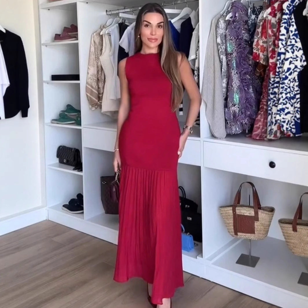 Women's Sleeveless Maxi Dress with Ruffled Hem