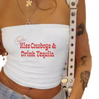 Women's Bandeau Top with Bold Statement Print