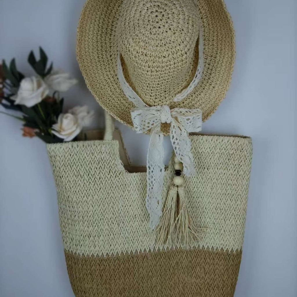 Straw Hat with Lace Band