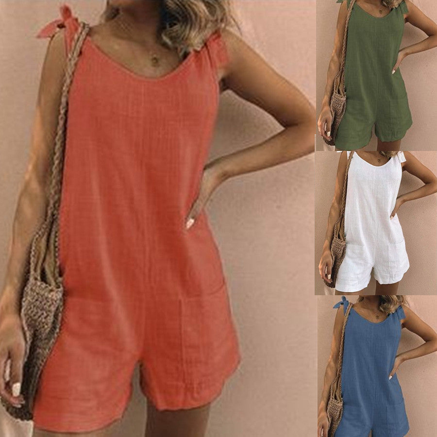Women's Jumpsuit with Pockets and Adjustable Shoulder Straps