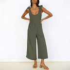 Women's Casual Jumpsuit with Adjustable Straps and Wide Leg