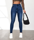 Women's High-Waist Skinny Jeans with Faux Pockets