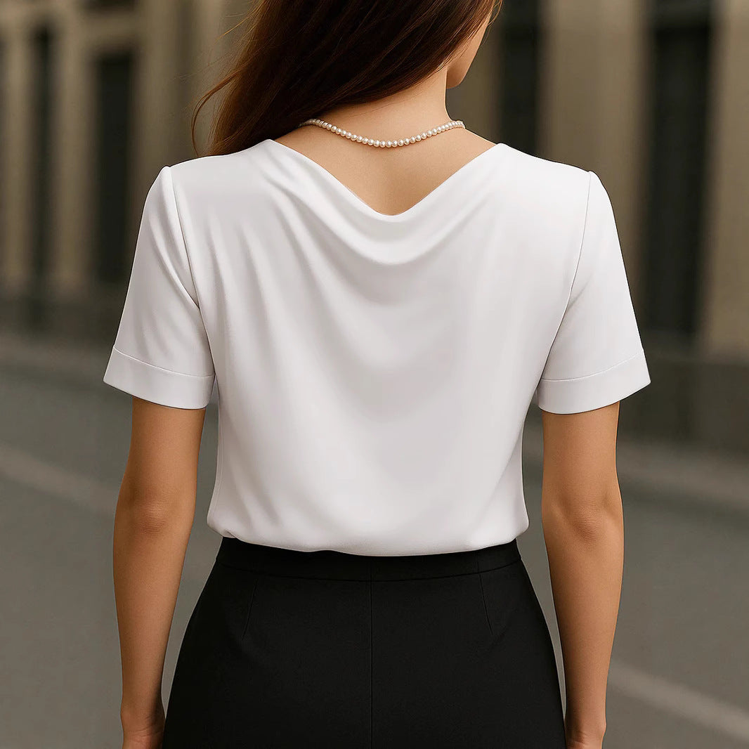 Women's Elegant V-Neck Short-Sleeve Blouse