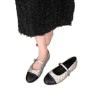 Women's Ballet Flats with Strap and Metallic Accent