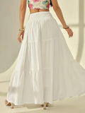 Women's Maxi Skirt with Voluminous Layered Design