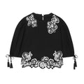 Women's Blouse with Floral Lace and Flutter Sleeves