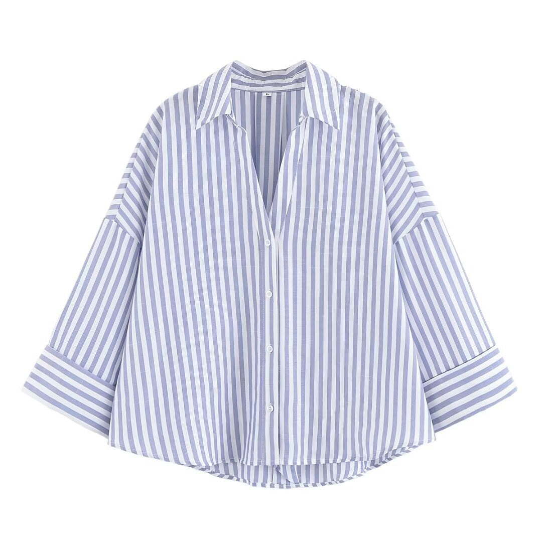 Women's Shirt Blouse with Casual Cut and Elegant 3/4 Sleeves