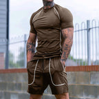 Men's Raglan-Fit Short Sleeve Shirt and Drawstring Shorts Set