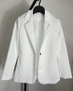 Elegant Knit Blazer Jacket with Cable Pattern