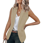 Women's Sleeveless Blazer in Modern Cut with Deep Pockets
