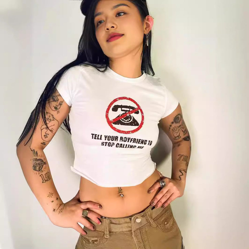 Women's Graphic Slogan Crop T-Shirt