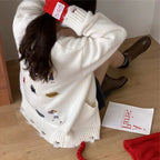 Women's Chunky Knit Cardigan with Pockets and Button Details