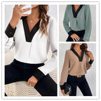 Elegant Women's Blouse with Contrasting Collar