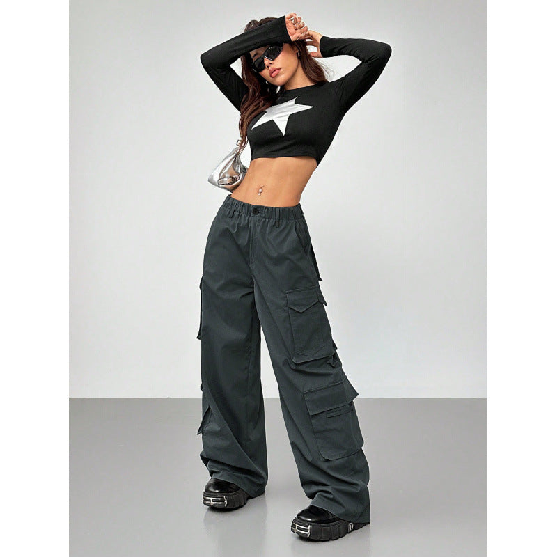 Women's Wide Leg Cargo Pants with Pockets