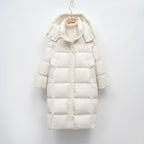 Women's Long Down Jacket with Adjustable Hood and Luxury Lining