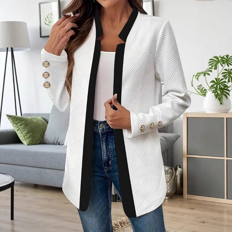 Women's Elegant Chic Blazer Jacket with Contrast Details