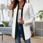 Women's Elegant Chic Blazer Jacket with Contrast Details
