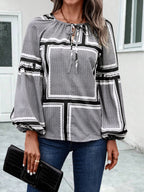 Women's Blouse with Elegant Ruffle Details and Modern Pattern