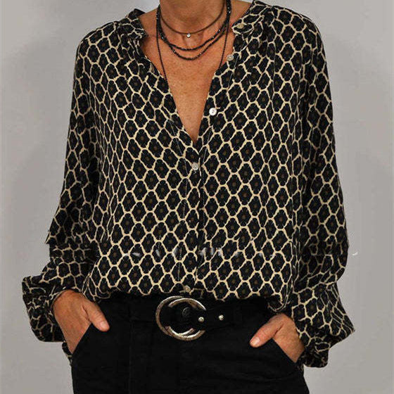 Women's Printed Long-Sleeve Blouse