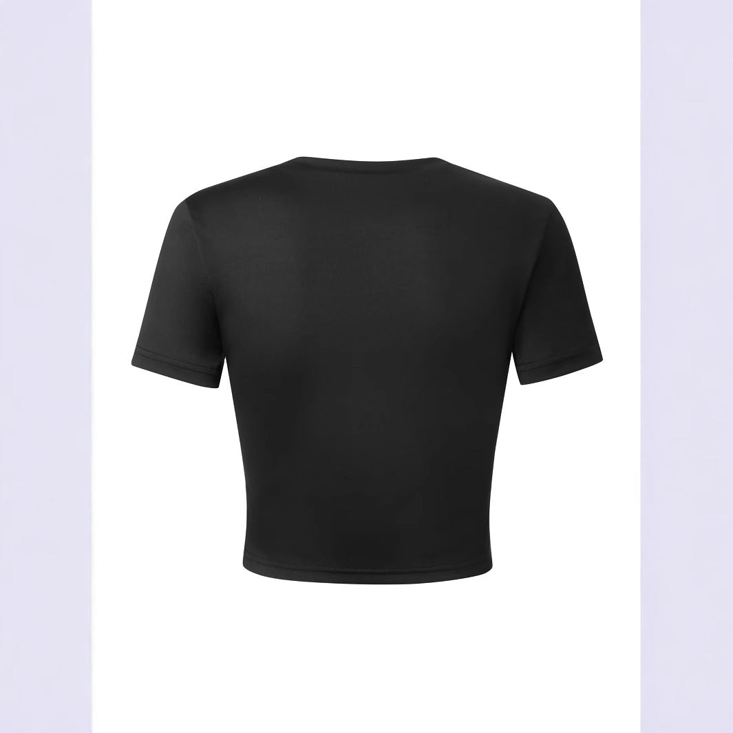 Women's Cropped T-Shirt with Cherry Print