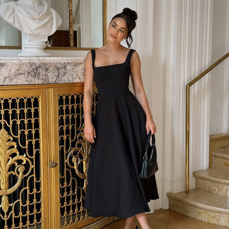 A-Line Maxi Dress with Square Neckline