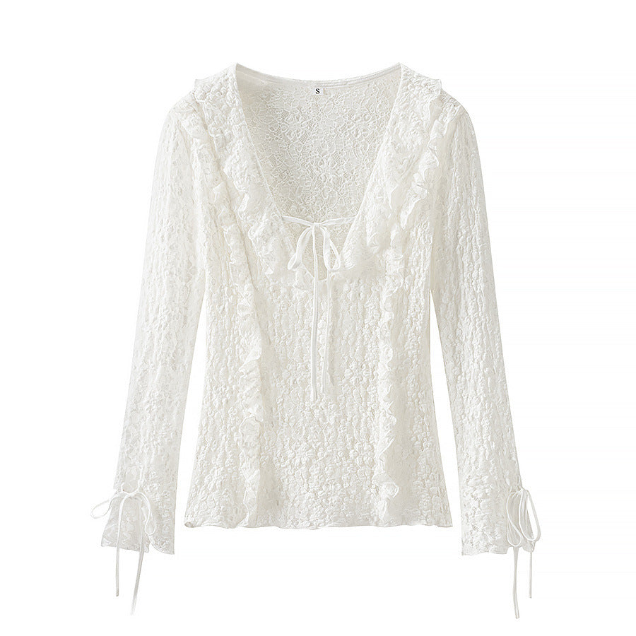 Women's Blouse with Lace Trim