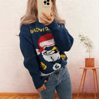 Women's Festive Knit Sweater with Holiday Motif