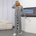 Graphic Print Knit Loungewear Set