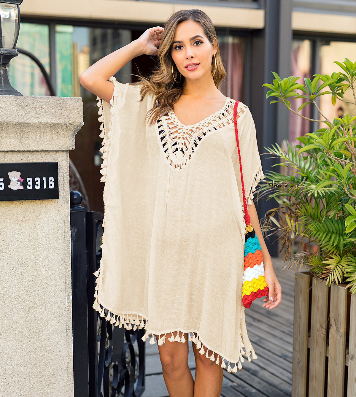 Women's Airy Kaftan with Fringe